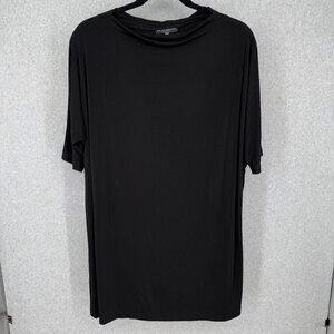 Bryn Walker Oversized Tunic Dress Size M Black Stretch Lagenlook Neutral Stretch